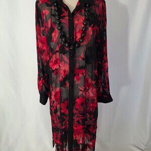 No Label Black Floral Red Size Approx. XL (Accessory not Included) T565